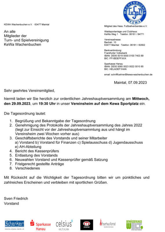 Jahreshauptversammlung 2023
